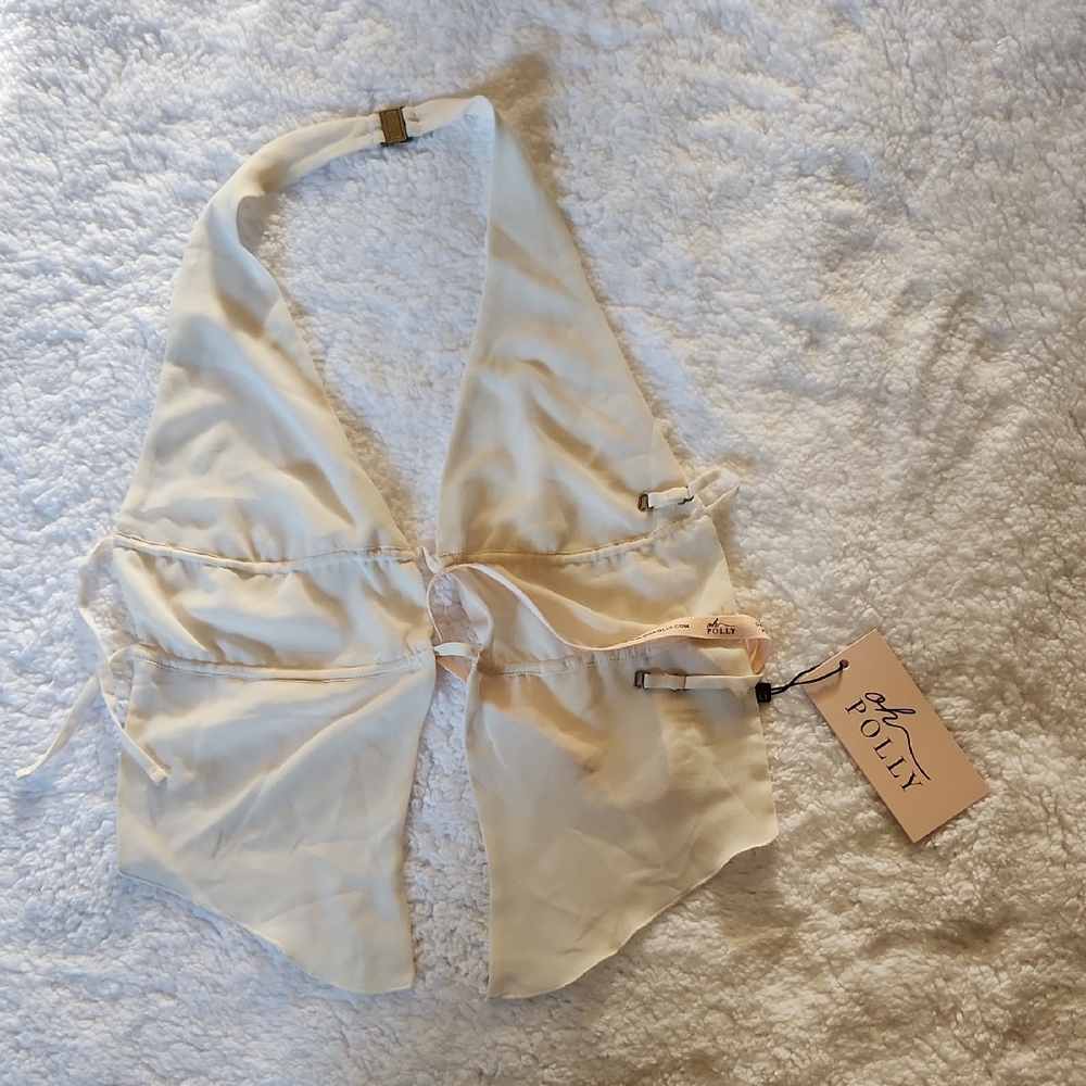 Cut-Out Semi-Sheer Ruched Halterneck Crop Top